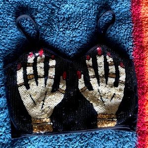 Sequin top with quirky design